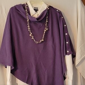 Talbots 32" pale pink pearl, gray and translucent bead sliver tone necklace